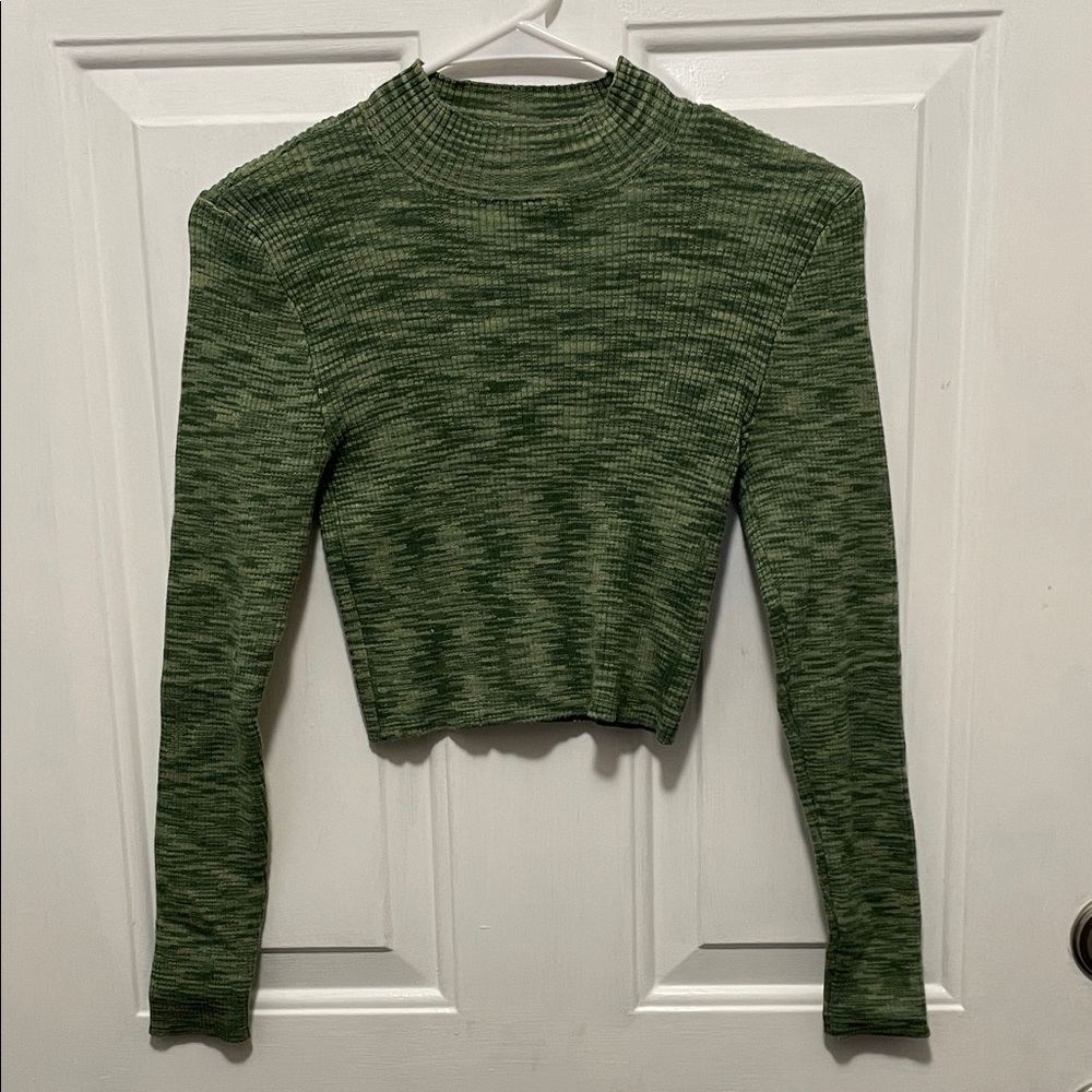 Green Ribbed Women's Sweater